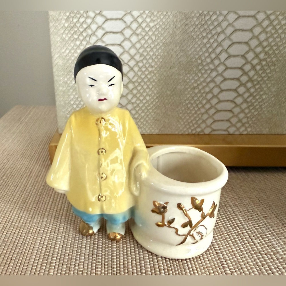 Vintage small Asian statue planter